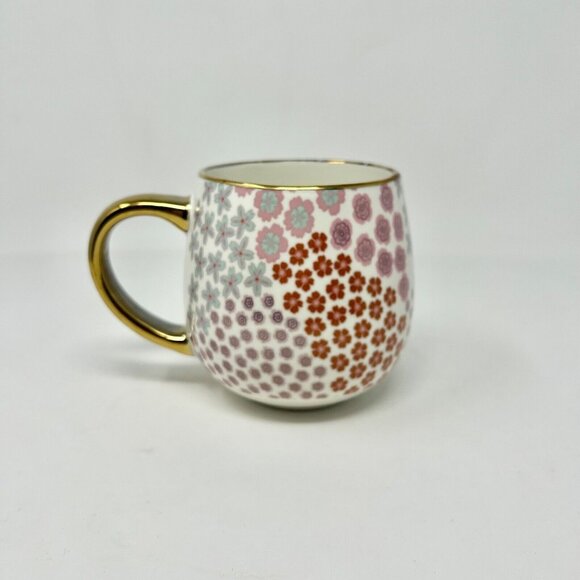 Thyme & Table Stoneware Gold Floral 16oz Coffee Mug - Picture 1 of 5